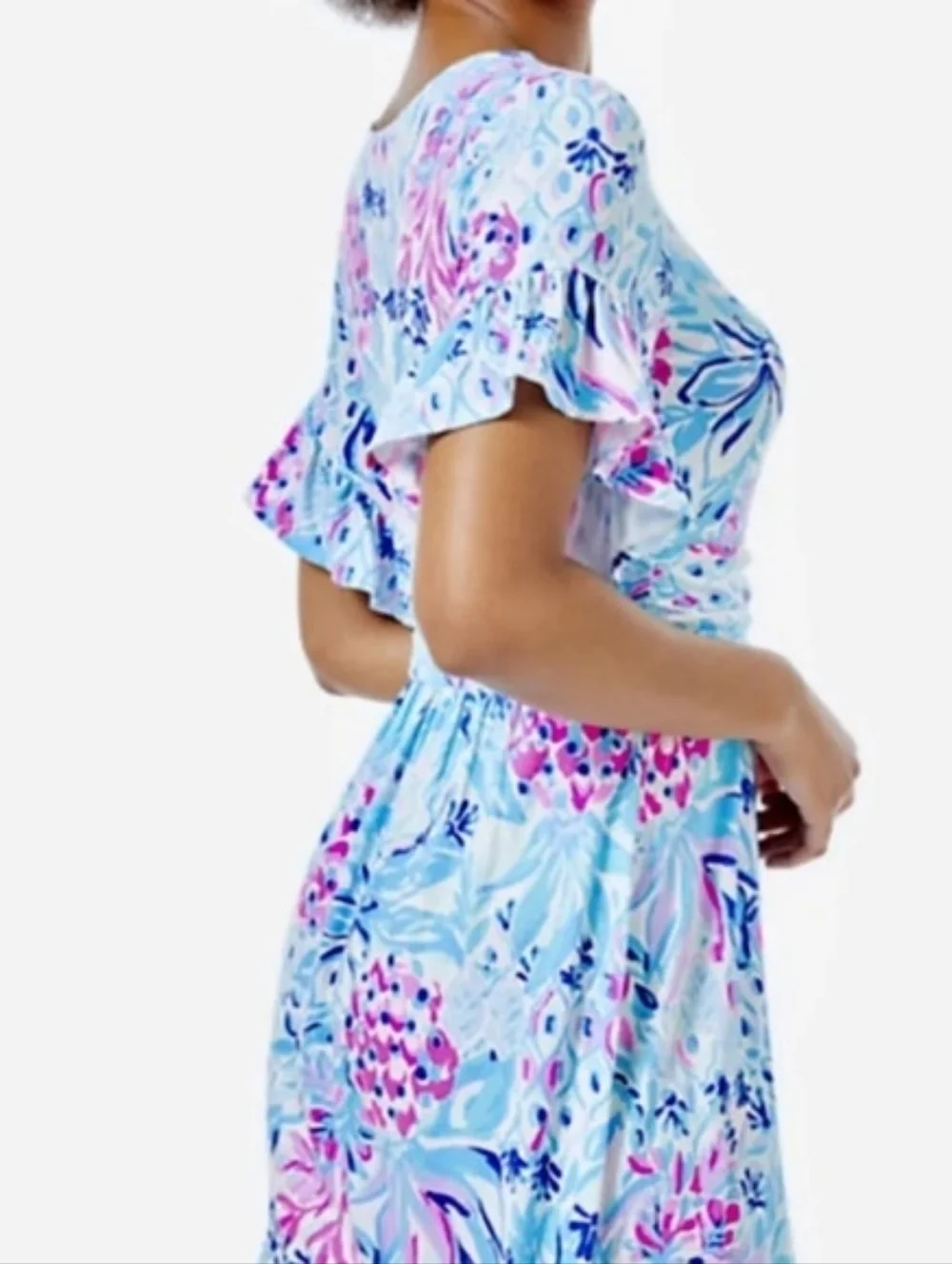 Lilly Pulitzer Riegan Zanzibar Blue Party Princess Fit Flare Dress Size M - Picture 2 of 9